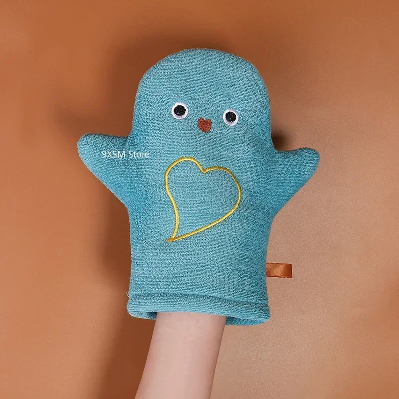 Guantes de baño de doble capa con dibujos animados para bebé, paño de ducha con forma bonita para baño de niños, ducha limpia, masaje, limpiador de