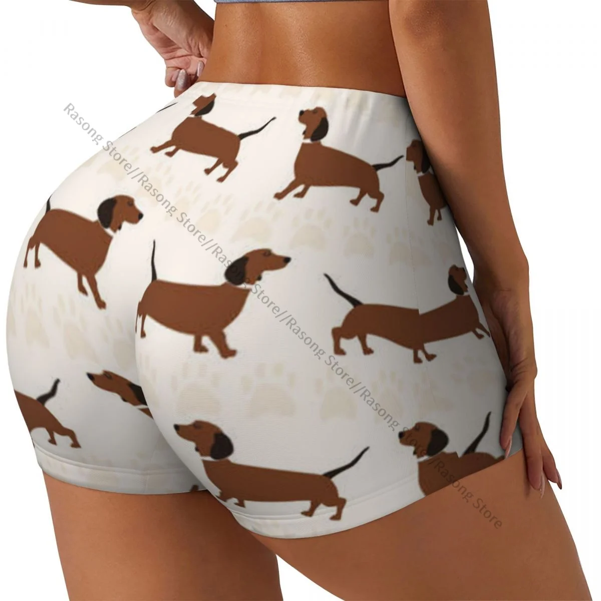 Spandex-Yoga-Shorts für Damen, Hunde der Dackelrasse, Workout-Booty-Shorts