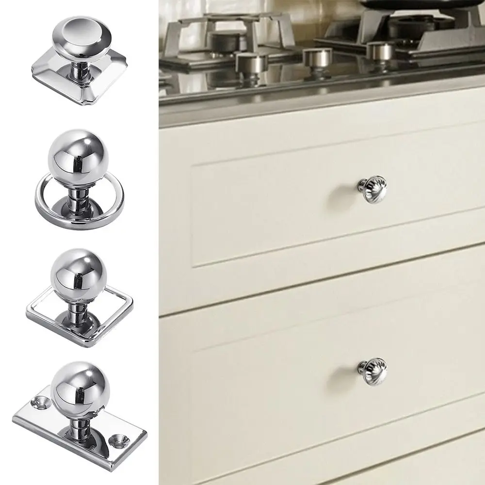 Modern Zinc Alloy Cupboard Handle Polished Decorative Furniture Pulls Silver Cabinet Knobs Home Hardware