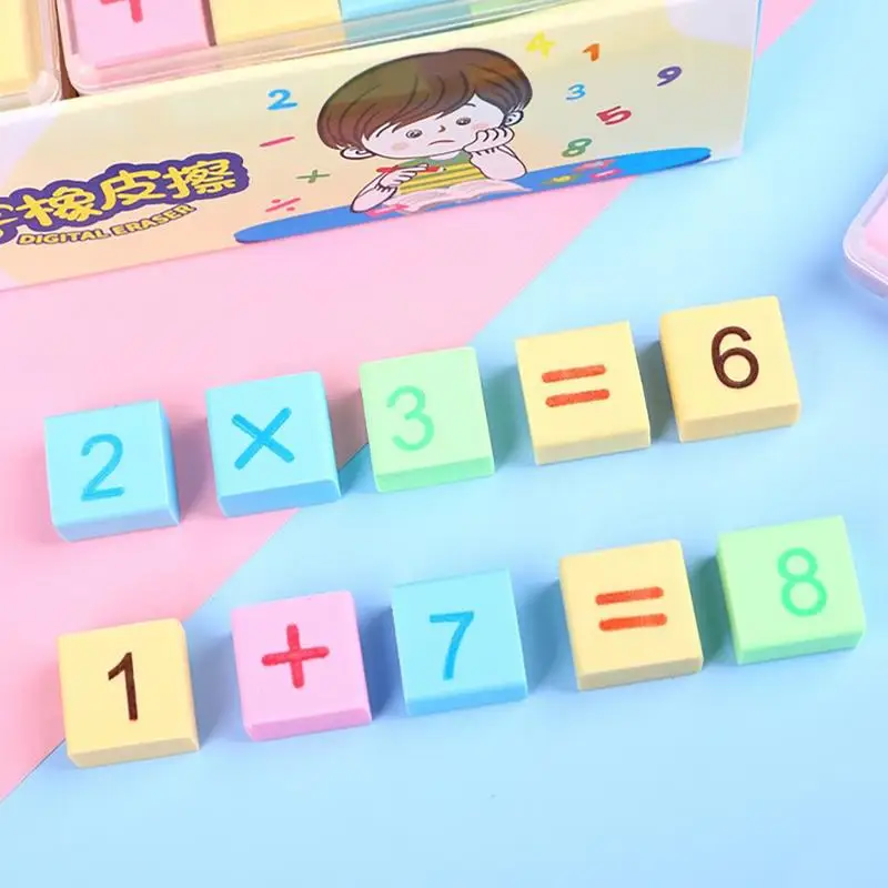 ยางลบห้องเรียน สนุกการศึกษา ยางลบดินสอน่ารักสําหรับเด็ก การรับรู้จํานวน การบวก ลบเครื่องหมาย ยางลบรูปแบบ