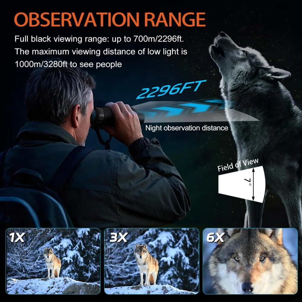 A72U 3D VR Infrared Night Vision Binoculars Naked Eye 1000M 4K UHD Digital Telescope Camera for Hunting with Compass
