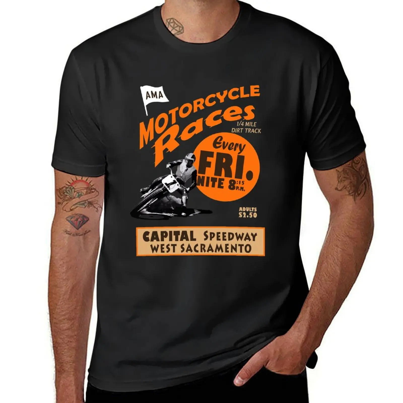 Motorcycle Speedway Races - West Sacramento T-Shirt boys animal print tops anime clothes Men's cotton t-shirt