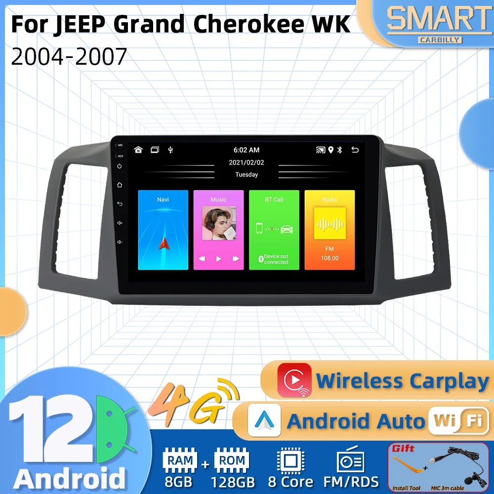 

2 Din Android Multimedia for JEEP Grand Cherokee WK 2004-2007 Car Radio Stereo Carplay Auto GPS Navigation Head Unit Autoradio
