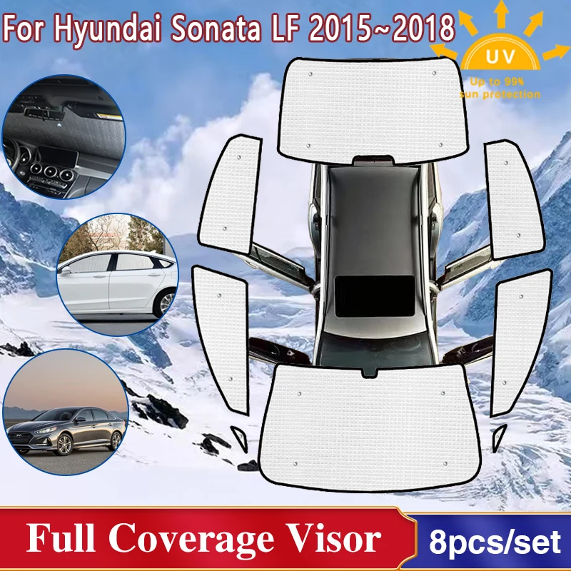 

Для Hyundai Sonata LF 2015 ~ 2019 полное лобовое стекло Surround солнцезащитные козырьки окна солнцезащитный козырек автомобильные аксессуары 2016 2017 2018