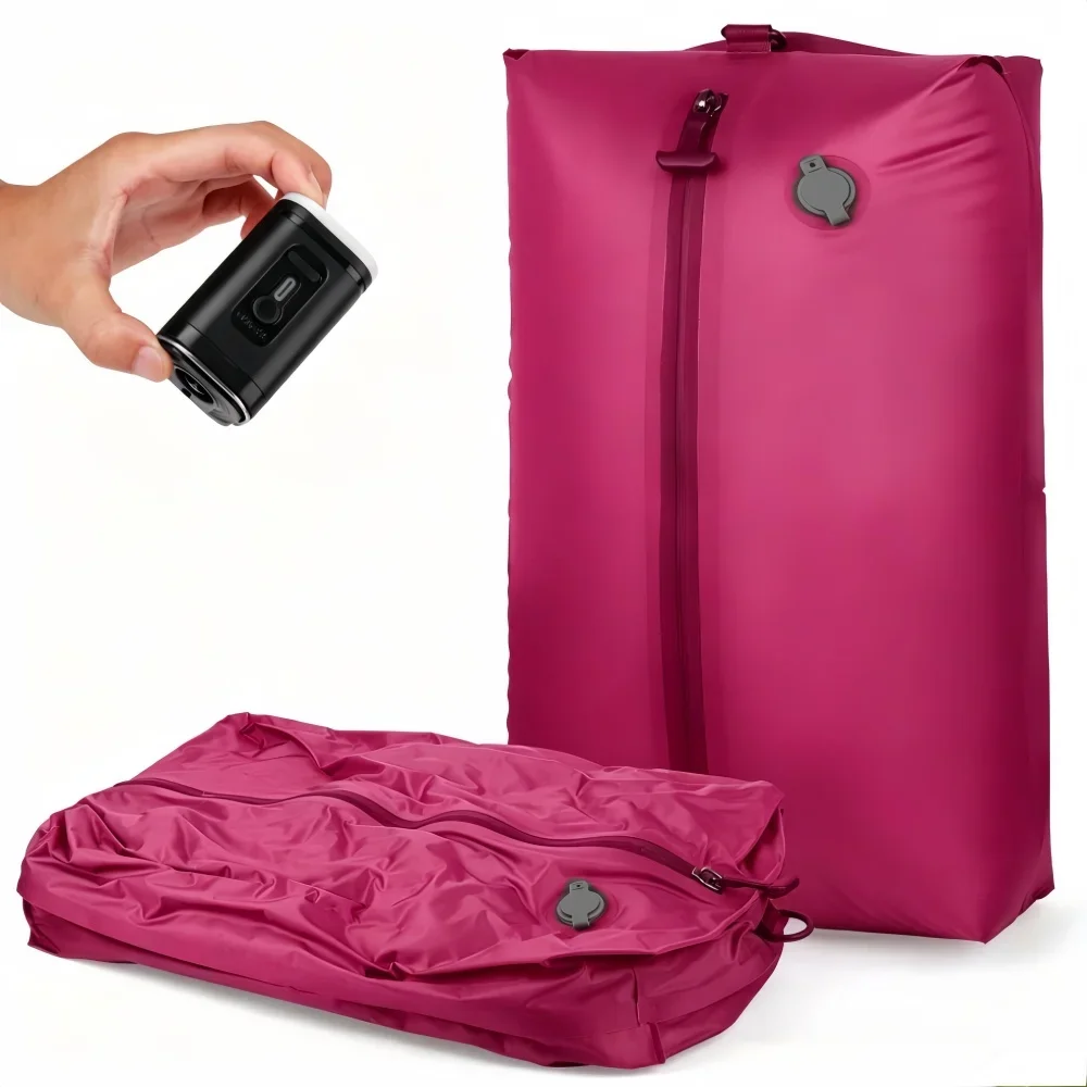 Sacs de compression sous vide portables pour le camping et les voyages, étanches, gain de place pour la randonnée, le sac à dos, le rangement des vêtements - Pompe à air