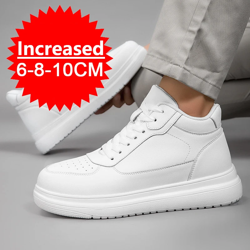 New Men Elevator Shoes 6/8/10CM Invisible Inner Heightening Shoe High Quality Leather OutdoorCasual Sports Shoes Plus Size 36-46