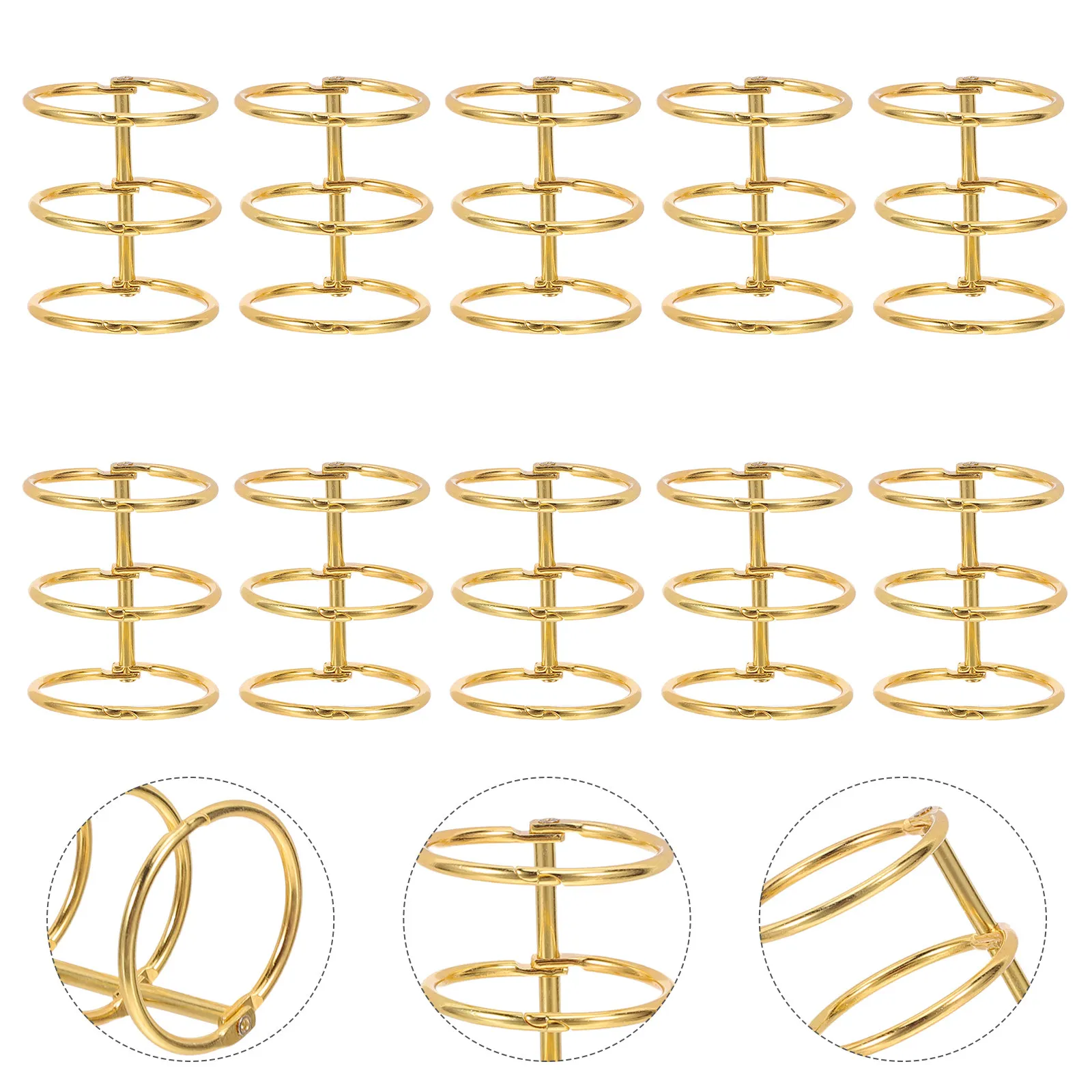 10Pcs Large Metal Binder Rings 30Mm Three-Hole Binder Rings for Flash Cards Note Cards Book Binding Office Supplies