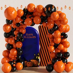 Orange and black latex balloon arch kit, used for decorating birthday parties, Halloween, holiday celebrations, anniversaries