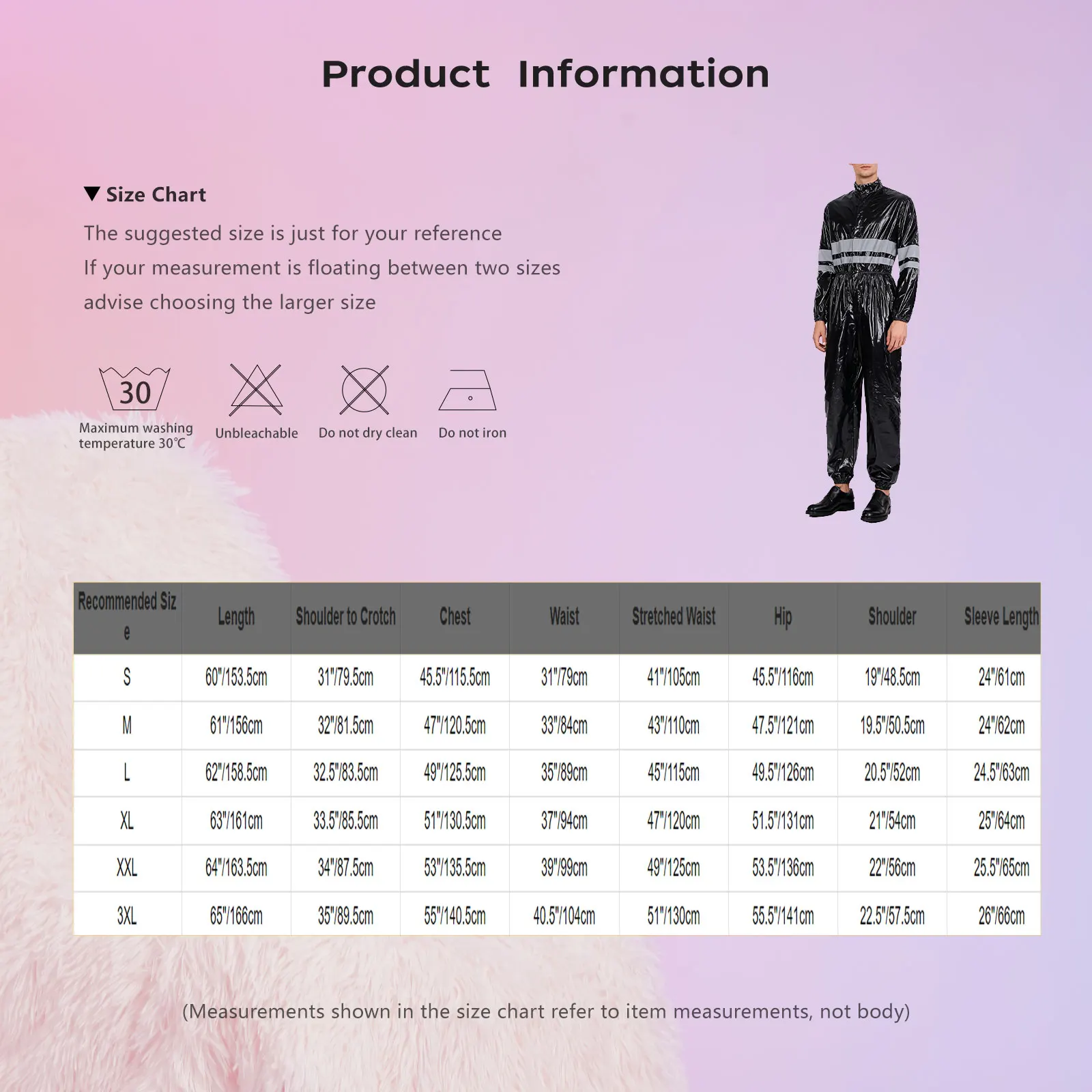 الرجال وضوح عالية شرائط عاكسة مقاومة للماء المآزر الوقوف طوق كم طويل مرونة الخصر سستة كامل الجسم بذلة