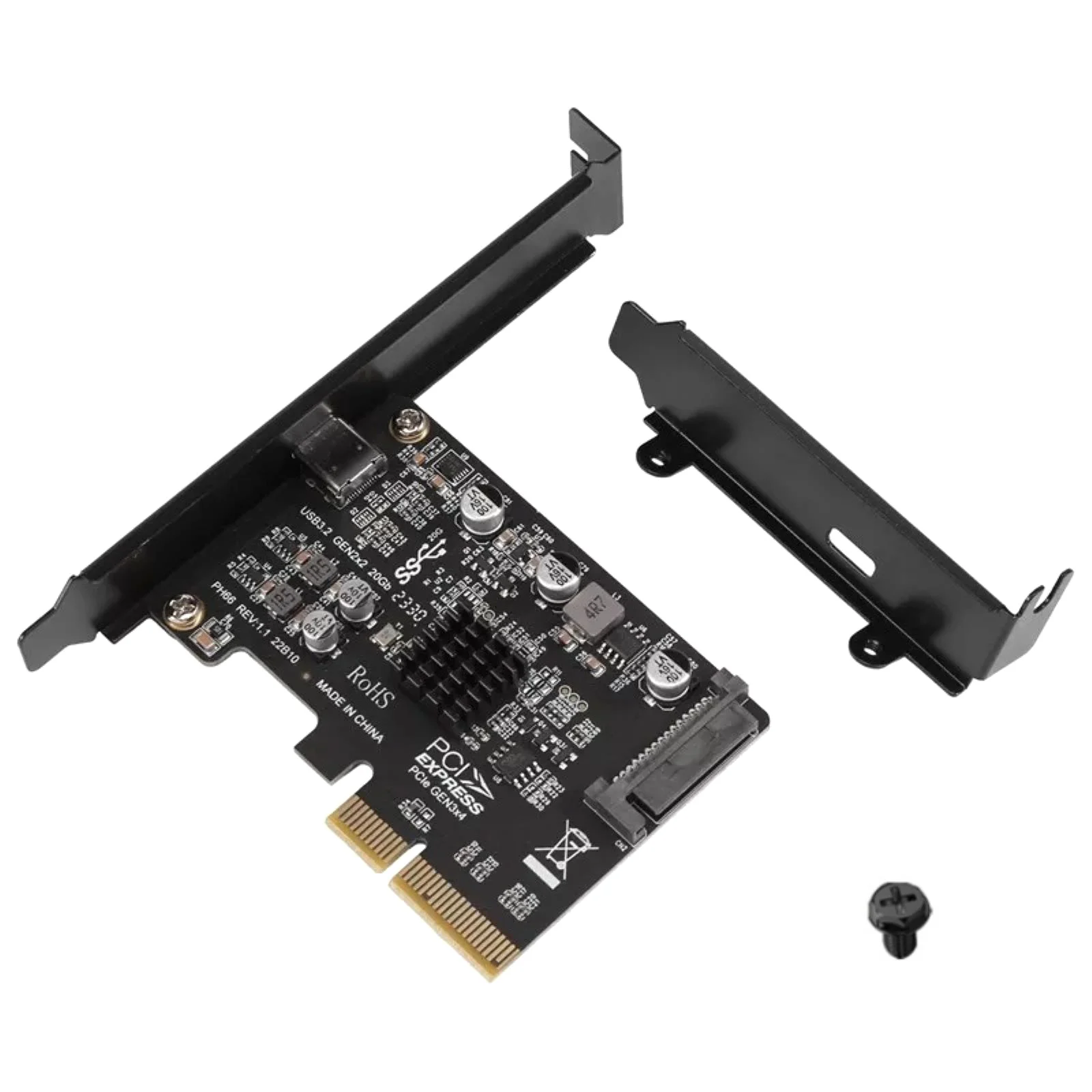 PCIE to Type-C USB 3.2 Gen 2X2 Expansion Card PCI-Express 4X 20Gbps ASM3242