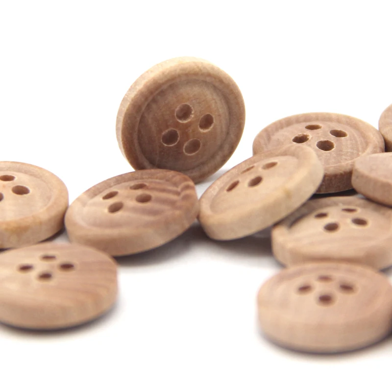 HENGC 50Pcs 11/13mm Natural Round Wooden Buttons for Clothes Kids Shirt Blouse Coat Eco-friendly Sewing Accessories Wholesale