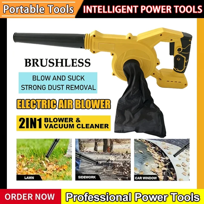 Peniup Debu Portabel Dewalt untuk Rumah Tangga, Peniup Salju, Tanpa Sikat, Listrik, Kecepatan Dapat Diatur, Peniup Daun Tanpa Kabel yang Kuat