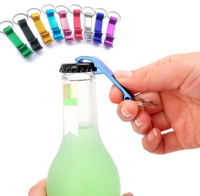 Portable Beer Bottle Opener Keychain Mini Pocket Aluminum Alloy Beverage Beer Bottle Opener Wedding Party Favor Gifts Wholesale