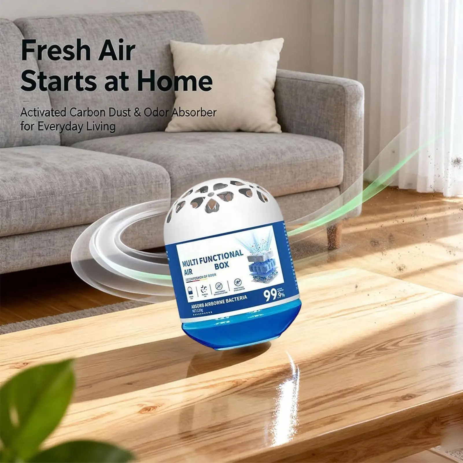 Air Purifiers for Bedroom 120g Automatic Quiet Dust Removal Box Plant-Based Air Cleaner No Electricity Required for Home Dorm