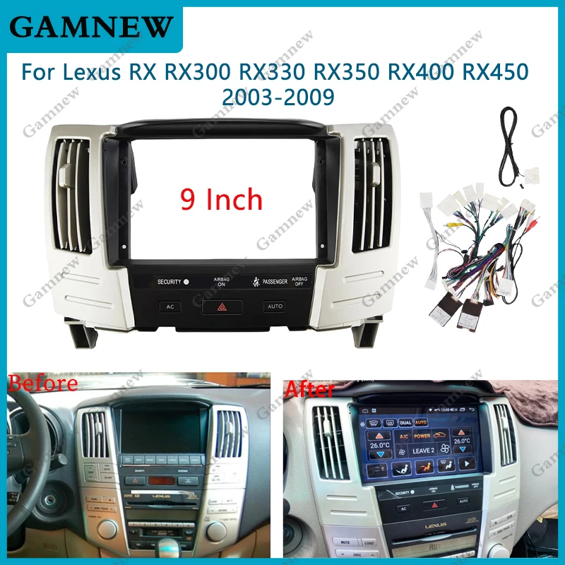 

9 Inch Car Frame Fascia Adapter Canbus Box Android Radio Dash Fitting Panel Kit For Lexus RX RX300 RX330 RX350 RX400 2003-2009