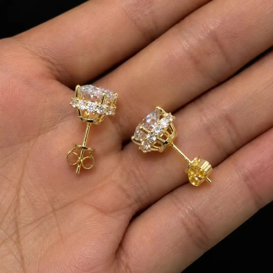 Ein Paar 925 Silber Ohrstecker für Damen, mit 1-Karat Moissanit-Steinen – Geeignet für den täglichen Gebrauch. – Detail 2