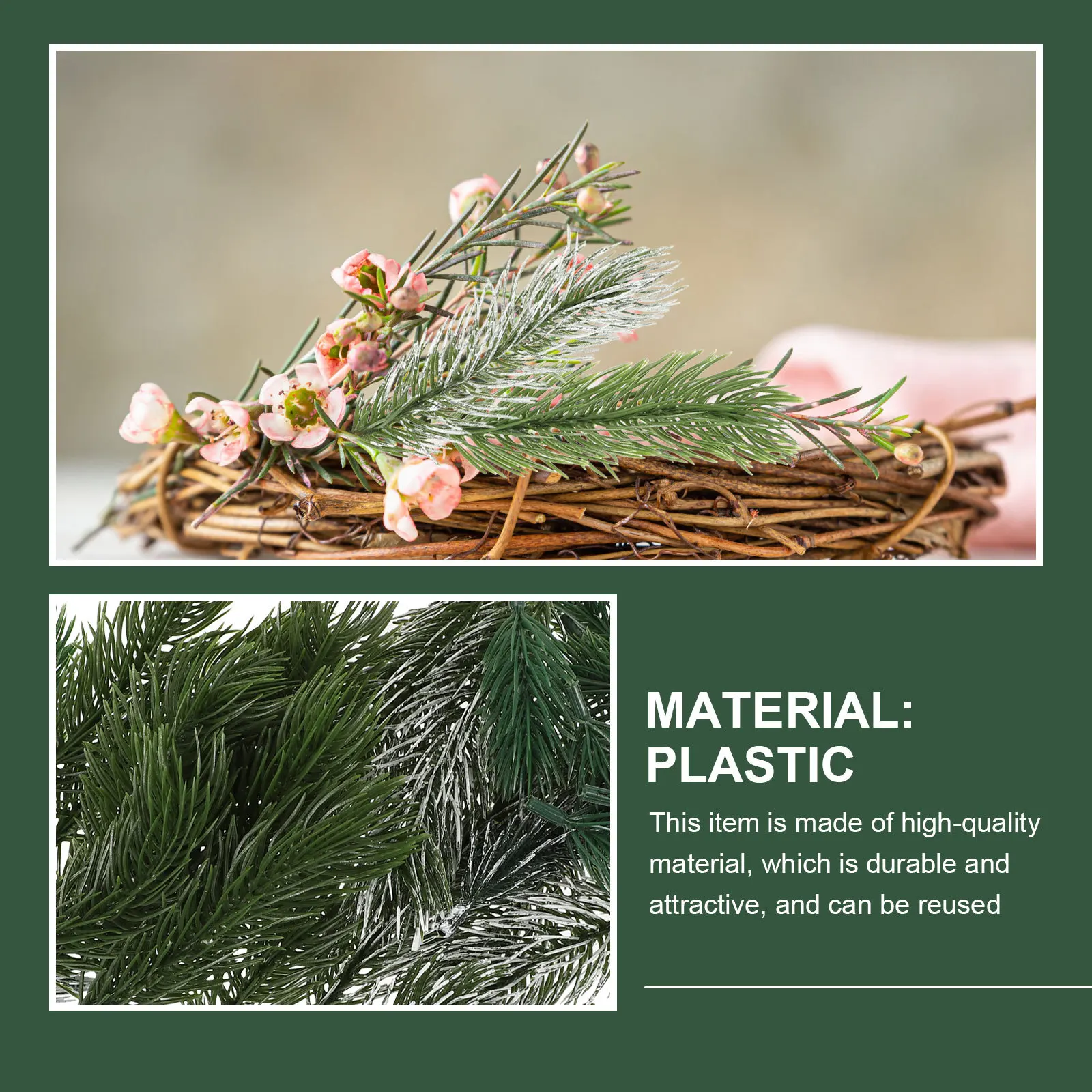 

40 pcs Plastic Pine Needle Decor Artificial Faux Needles For Christmas Home Wedding Party Yard Decoration Supplies