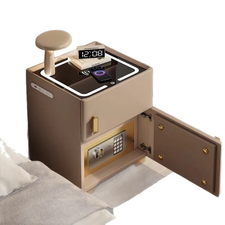 Smart rock slab bedside table, safe, integrated light luxury, high-end home bedroom explosion, small storage cabinet with lock