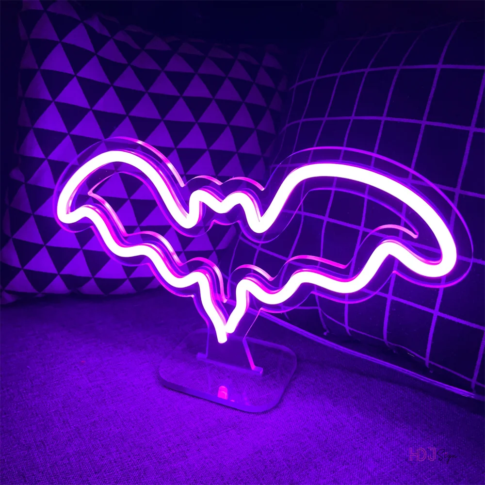 Bat Neon Sign USB LED Neon Light Night Sign Children\'s Bedroom Wall Decoration Neon Lamps Creative Birthday Gift Room Wall Decor