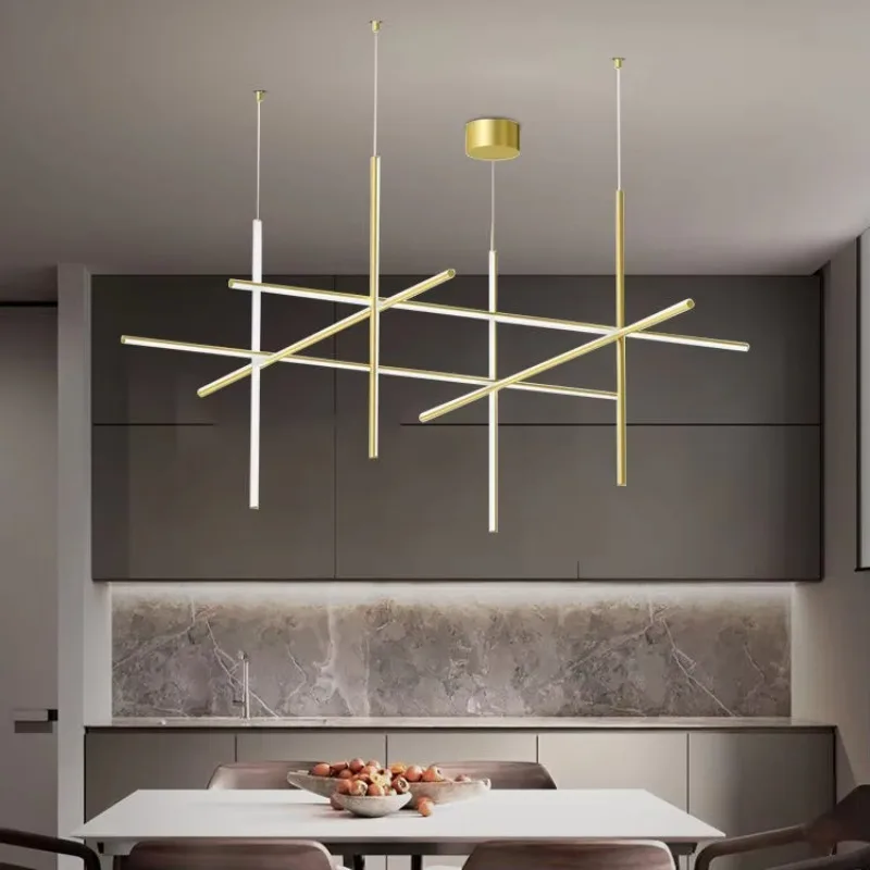 Nordic Style Luxury Stick Shape Gold Modern Ceiling Lamp Light Indoor Decoration LED Chandeliers & Pendant Lights