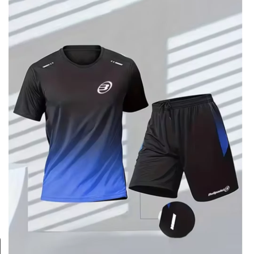 Bullpadel T-shirt Shorts Set Men\'s Summer Tennis Activewear Running Basketball Training Wear Short Sleeve Top Breathable Loose