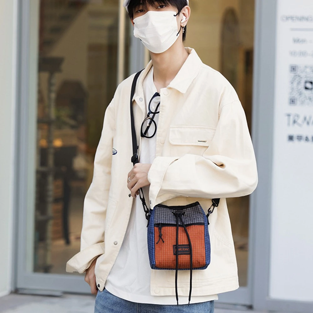 

Multifunctional Crossbody Phone Pouch Korean Style Color Contrast Nylon Shoulder Bag Handbag Waterproof Patchwork Square Bag