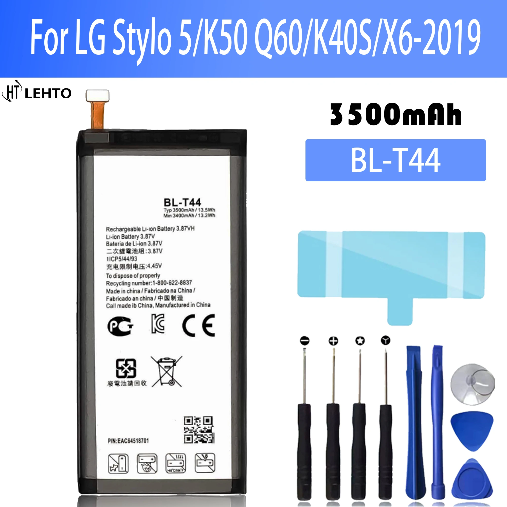 

Аккумулятор BL-T44 для LG Stylo 5/K50/Q60/K40S/K51/Φ/T44, запасная часть, оригинальная емкость