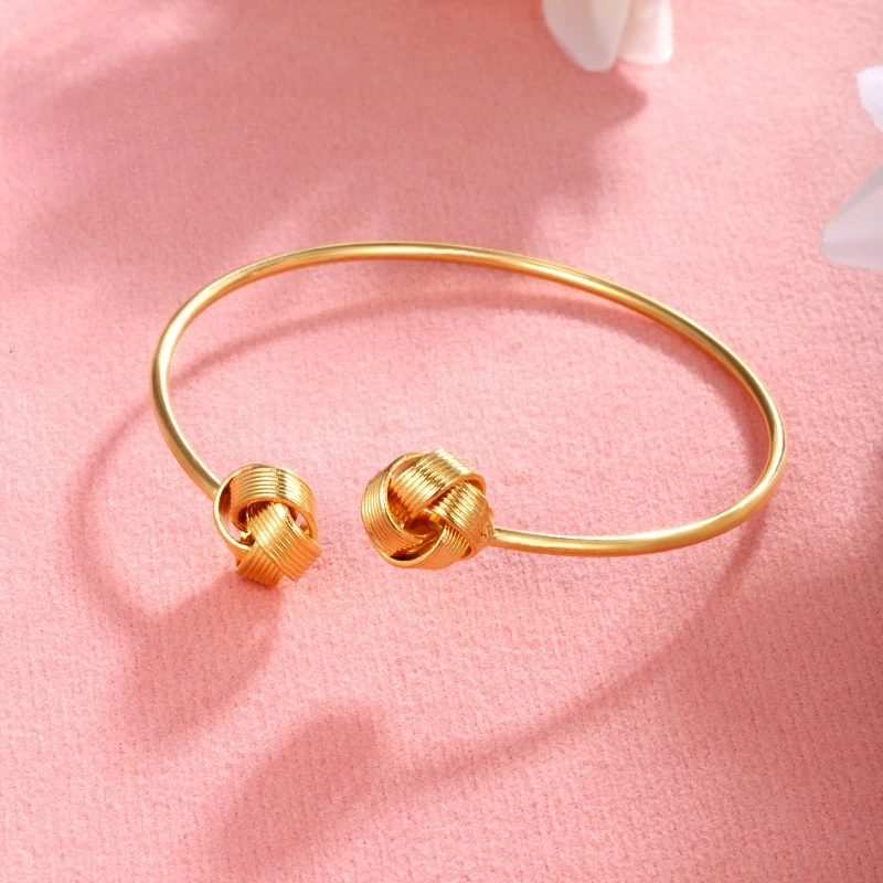 

1pc/3pcs Jewelry Copper Alloy Electroplating 24K Gold Car Flower Bracelet for Women's New Retro Ruyi Knot Opening Bracelet