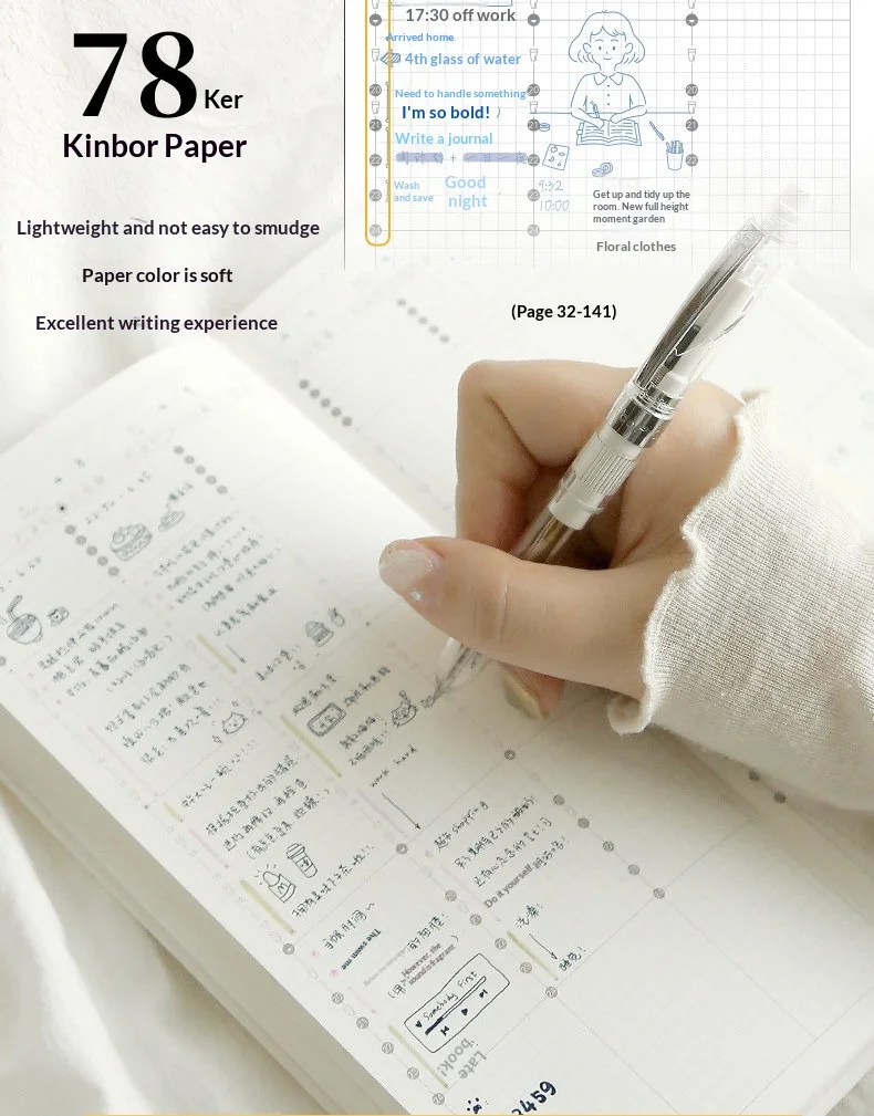 Kinbor Wochenplaner, Notizbuch, unbedingt erforderlich, Agenda, Zeitplan, täglich, monatlich, Tagebuch, Buch, tragbar, Rekord, Tagebuch, Plan, Notizblock, Schreibwaren – Detail 16