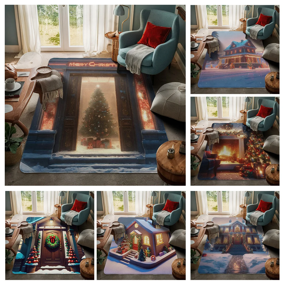 

House entrance carpet Home door mat Modern Room Bath Foot bathroom non-slip Kitchen water absorption rugs Merry Christmas happy