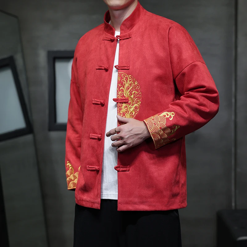 Chinese Style Jacket Jacket Men's Autumn Winter Men's Embroidery Youth Zhongshan New Chinese Tang Suit