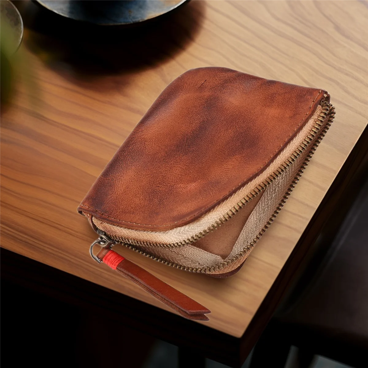 ABQR Leather Coin Purse,for Women&Men Vintage Handmade Wallet,Mini Card Holder Bag,Zipper Purses