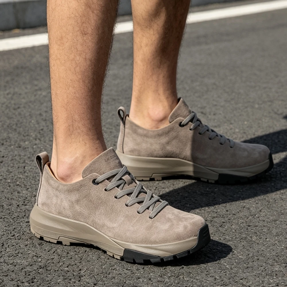 Fashion Natural Leather Shoes Men Luxury Trekking Training Sneaker Slip On Loafers Business Outdoor Hiking Camping Sports 2026