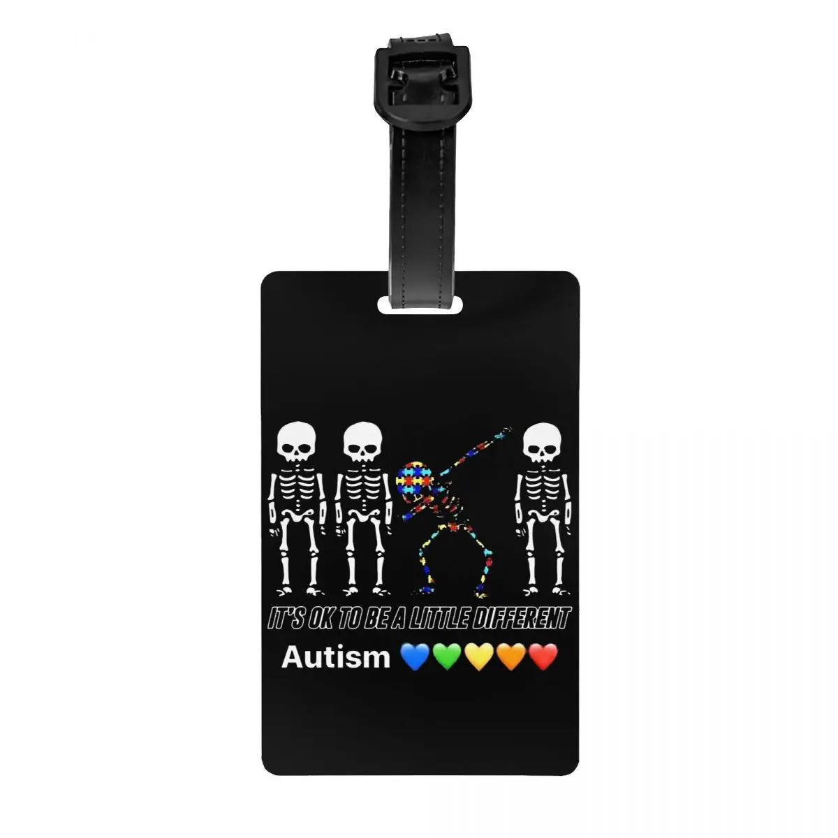 Custom Dare To Be Yourself Skeleton Dabbing Autism Awareness Luggage Tags Custom Baggage Tags Privacy Cover ID Label