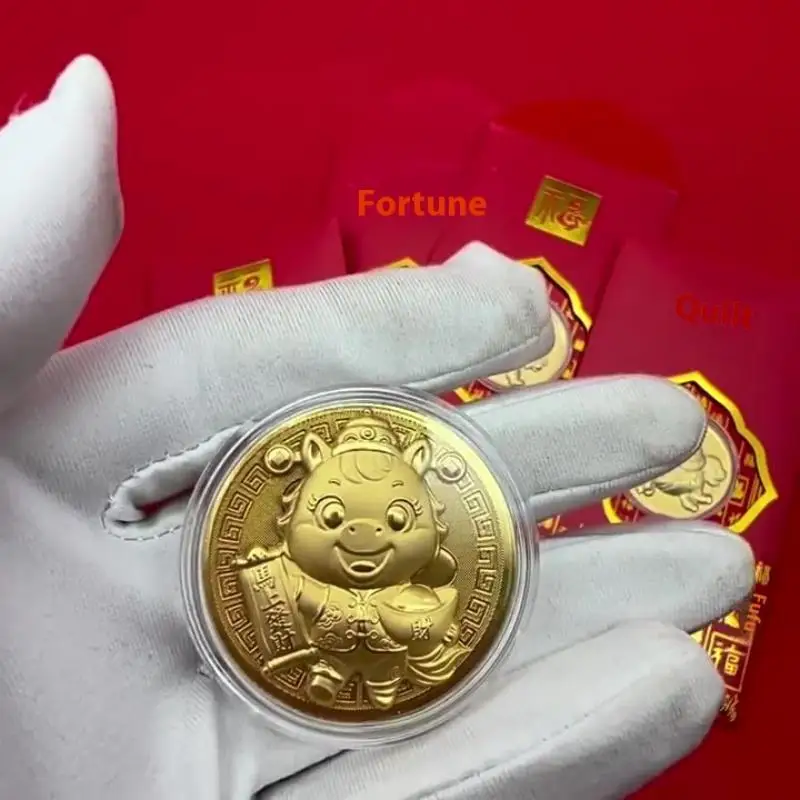 1 قطعة التذكارية الصين التميمة الحصان عملات المقتنيات الفن التحدي ميدالية 2026 الحصان عملة هدايا السنة الجديدة