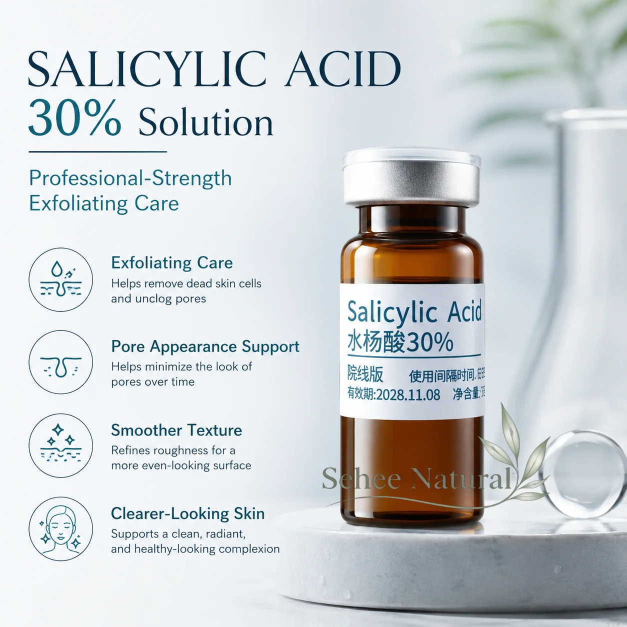 Salicylic Acid 30% Facial Exfoliating Solution for Oily Skin Pore Care Rough Texture and Clearer-Looking Skin