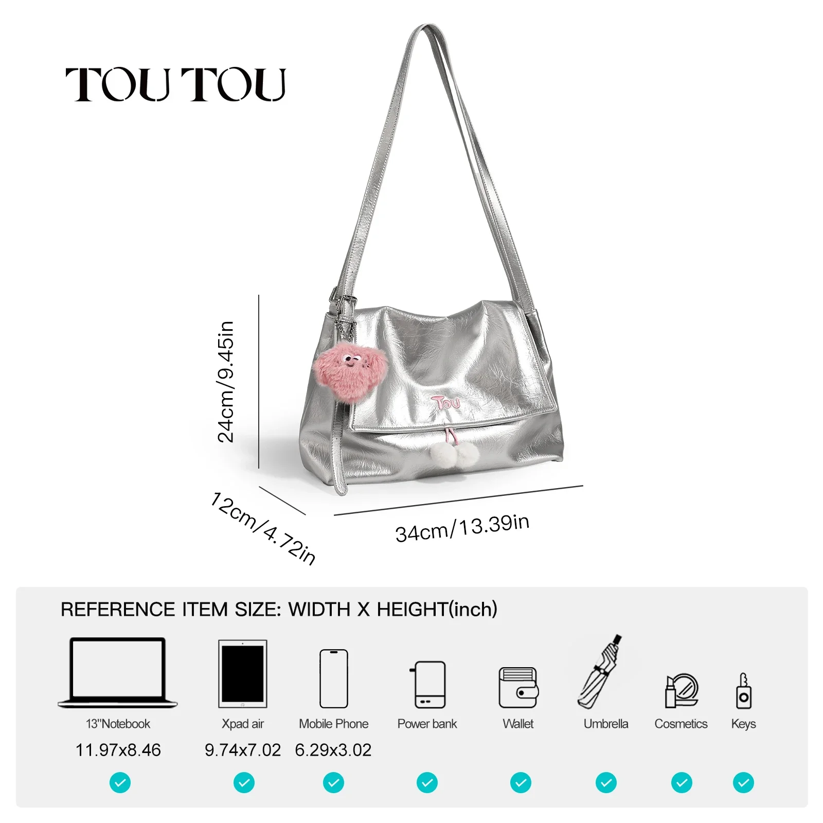 TOUTOU Tote Bag Women Large Capacity Magnetic Closure with Soft Furry Accessory Shoulder Bags for Work and School Doll Pendant