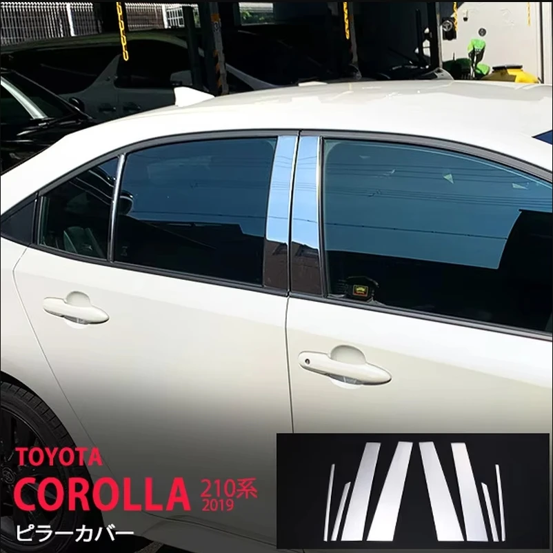 8pcs Car Window Pillar Post Trim SUS304 Chrome Styling Window Door Column B C Pillar Molding Garnish for Toyota Corolla E210