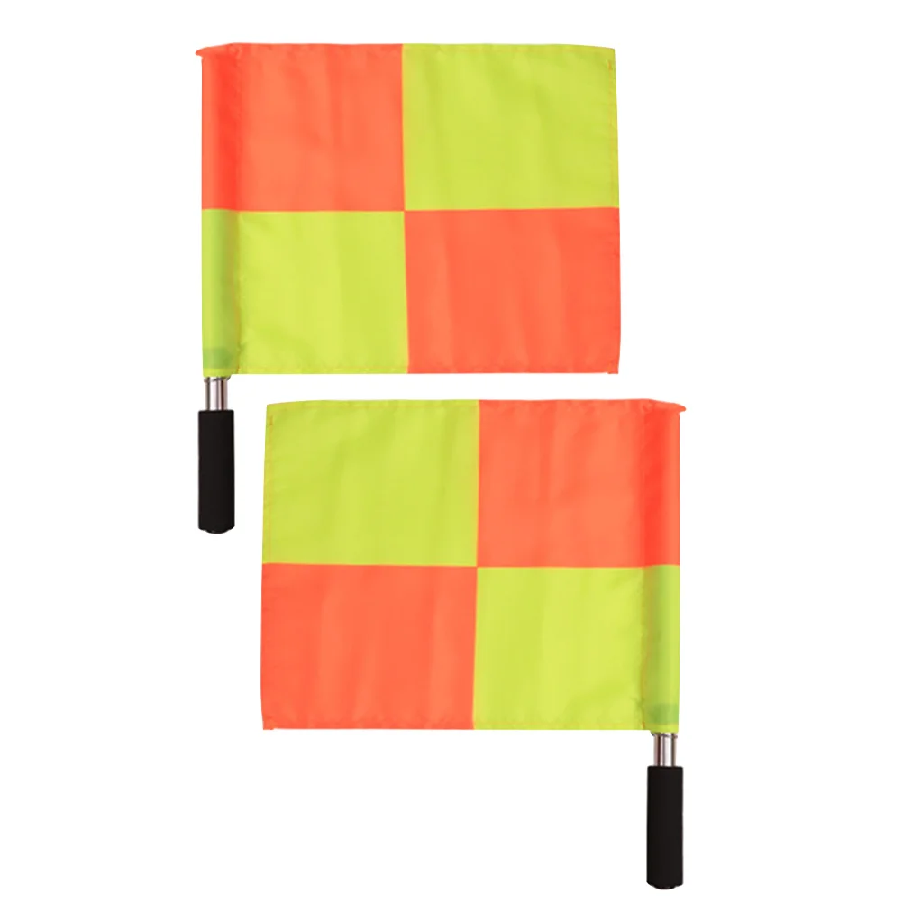 Banderas de árbitro a cuadros grandes, Material de poliéster brillante y Visible para juegos de fútbol, práctica de entrenamiento, árbitro, 2 uds.