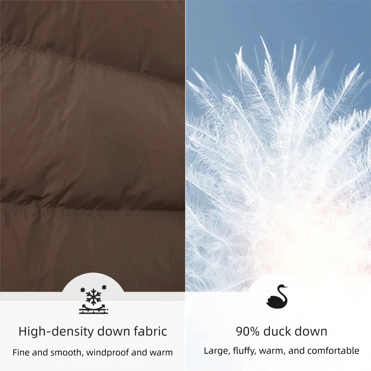 SENTUBILA Women's Winter Puff Down Jackets 2025 Stand Collar Hooded Long Sleeve Down Coats Loose-fit Outerwears W54YE2037