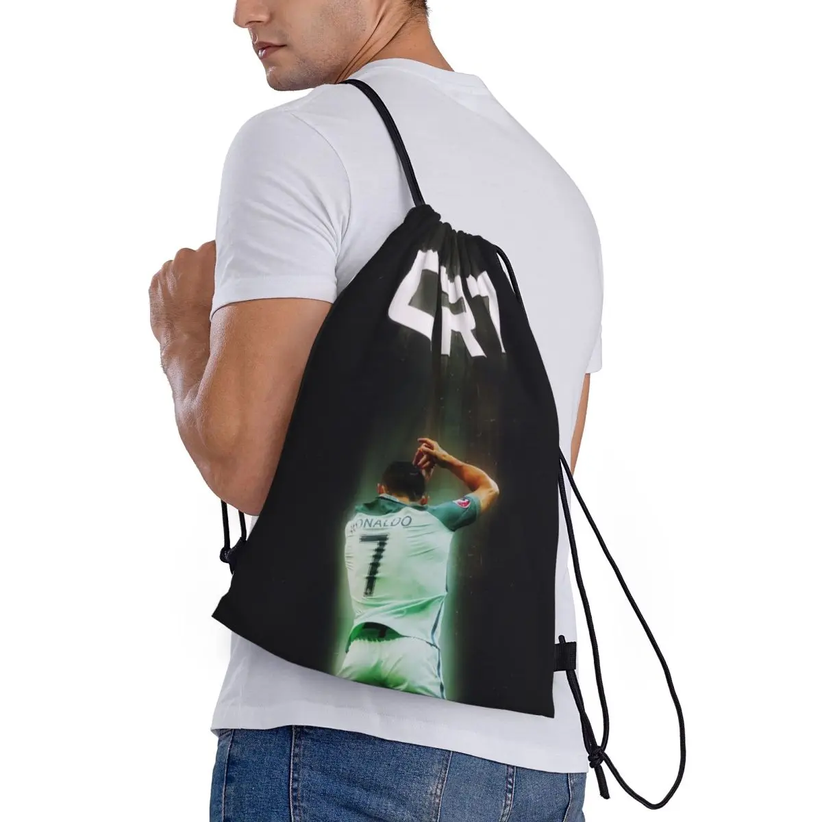 Bolso deportivo personalizado CR-7 Ronaldo, bolso de fútbol, mochila de bolsillo con cordón de gran capacidad para deportes de fitness de viaje