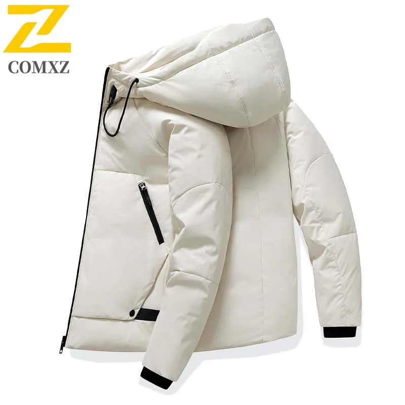 

COMXZ Breathable Down Jacket Brand Luxury Hooded High Quality Gym Quilted Jacket 2025 Work Warm Puffer Jacket Men's Clothing