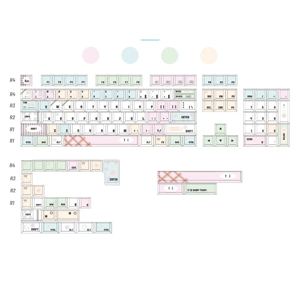 PBT Sublimation Light Skin Scrub Mechanical Keyboard Cap 132 Keys Original Highly Themed Keycaps