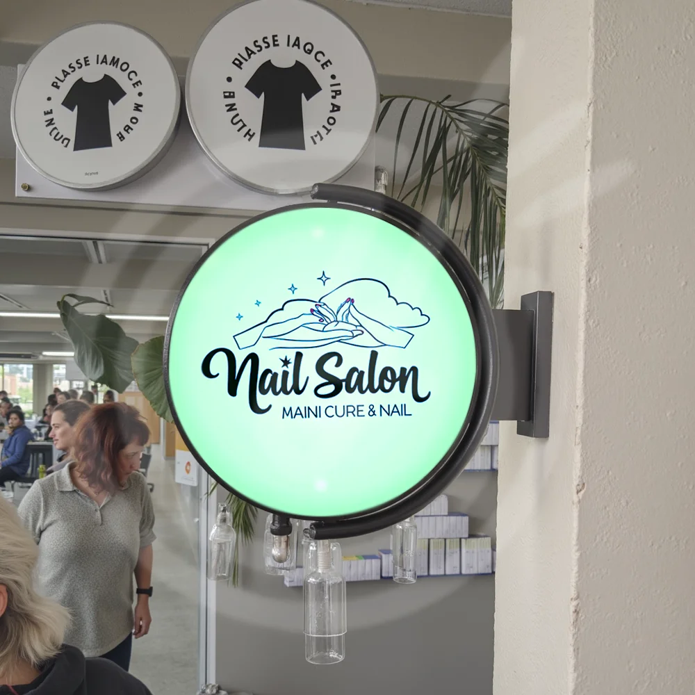 Custom 360 Rotating Light Box Led Letters Sign,Outdoor Business Acrylic Signage Illuminated Signboard Waterproof House Shop Logo