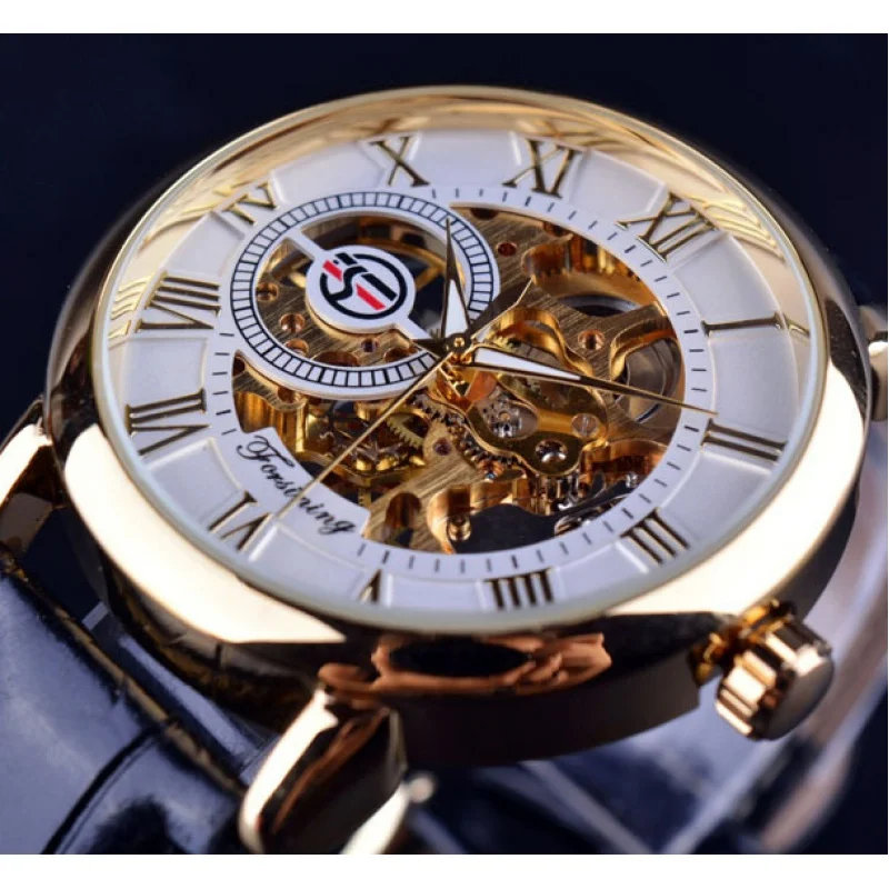 Free Shipping OUTLETS forsining Men's Fashion Retro Hollow Bottom Machinery Manual Manipulator Watch