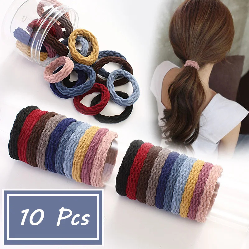 10pcs Girls Big Elastic Hair Bands Scrunchie Ponytail Holder Gum Headband High Quality Rubber Bands Women Fashion Hair Accessory