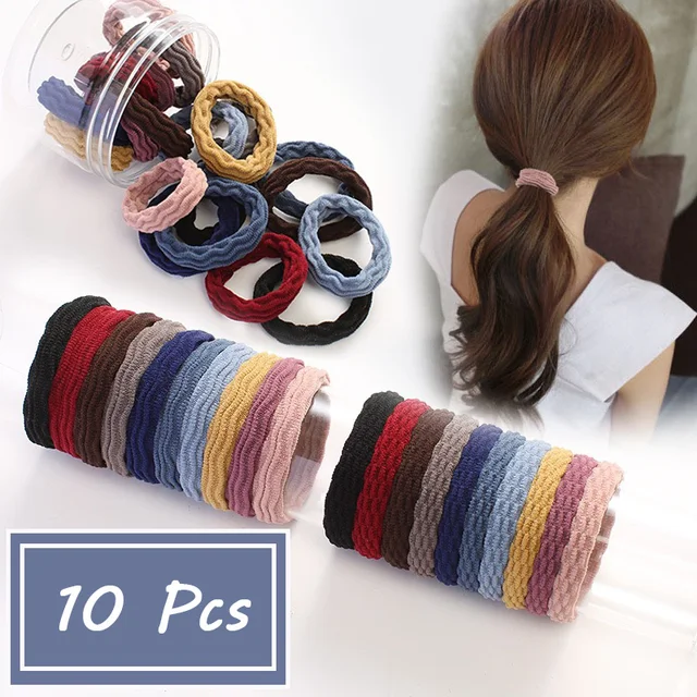 10 sztuk dziewczyny duże elastyczne gumki do włosów Scrunchie kucyk Holder gumka z pałąkiem na głowę wysokiej jakości opaski gumowe kobiety modne akcesoria do włosów