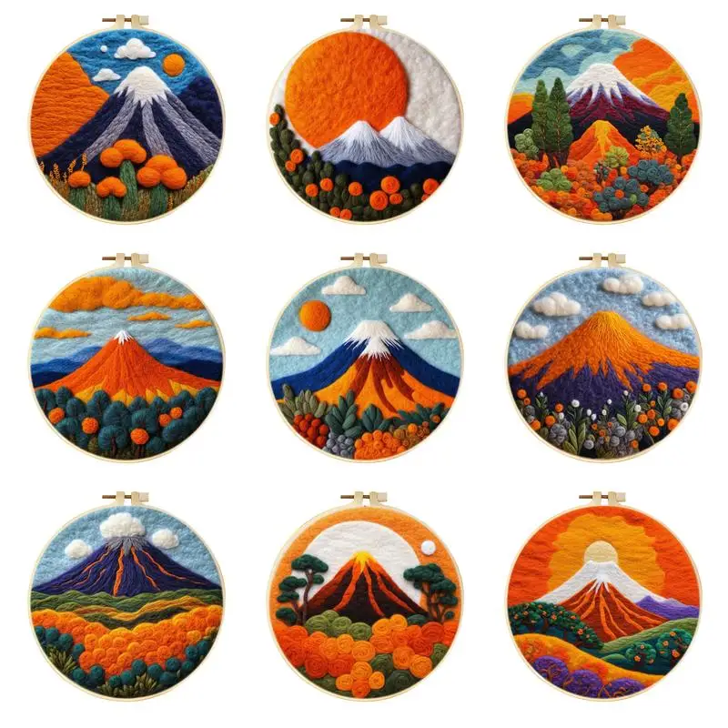 

GATYZTORY Volcanic Scenery Pattern Wool Felting Needles Set For Wool Felting Paintings With Frame Kit Home Decoration New