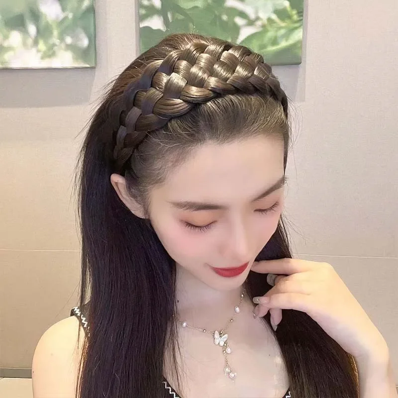 Fashionable Lovely Wig Twist Headbands Wide Fishbone Braids Hairbands Head Hoop Hair Styling Women Hair Accessories Daily Wear