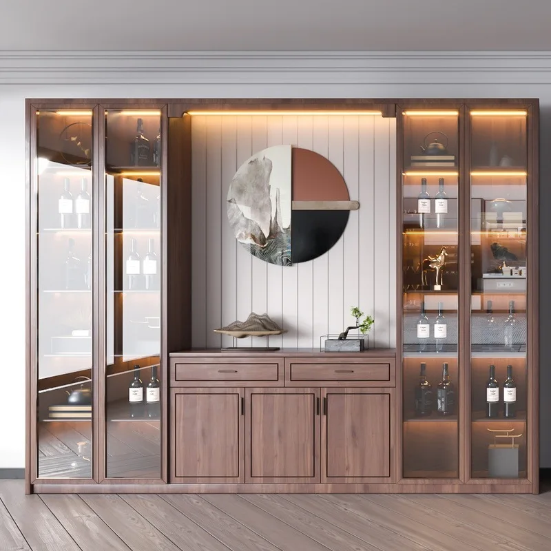 ^Customized Modern Nordic European and American New Chinese Style Simple Cream Style Wooden Sideboard Cabinet with Swing Door